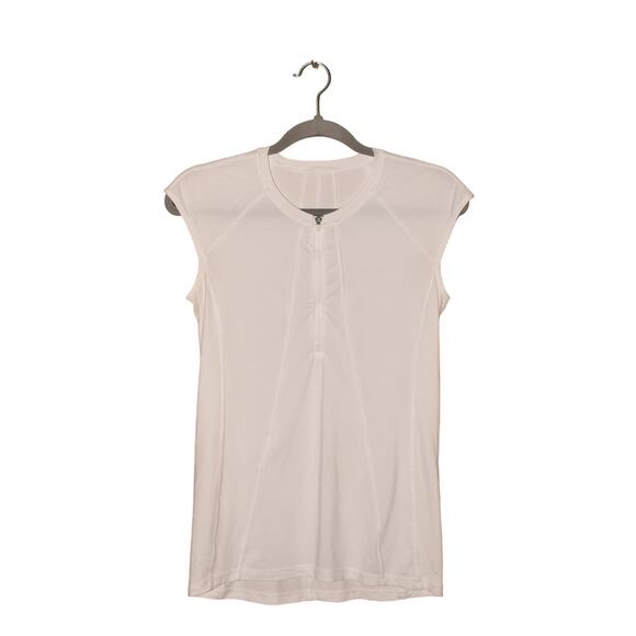 ATHLETA $54 1/4 Zip Pacifica Stretch Tank‎ White Back Zip Pocket Small - Picture 1 of 4